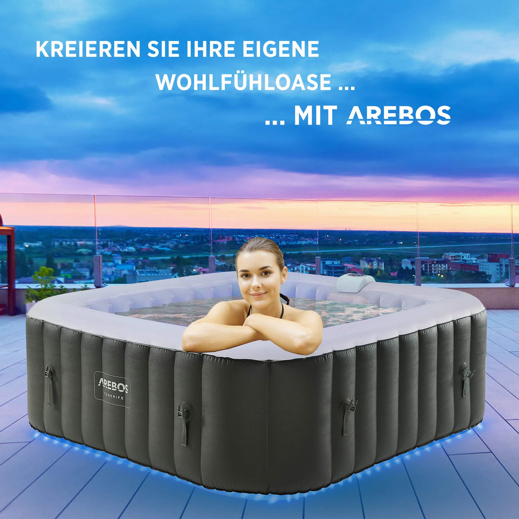 Arebos Spa Whirlpool mit 2400 W und LED-Beleuchtung