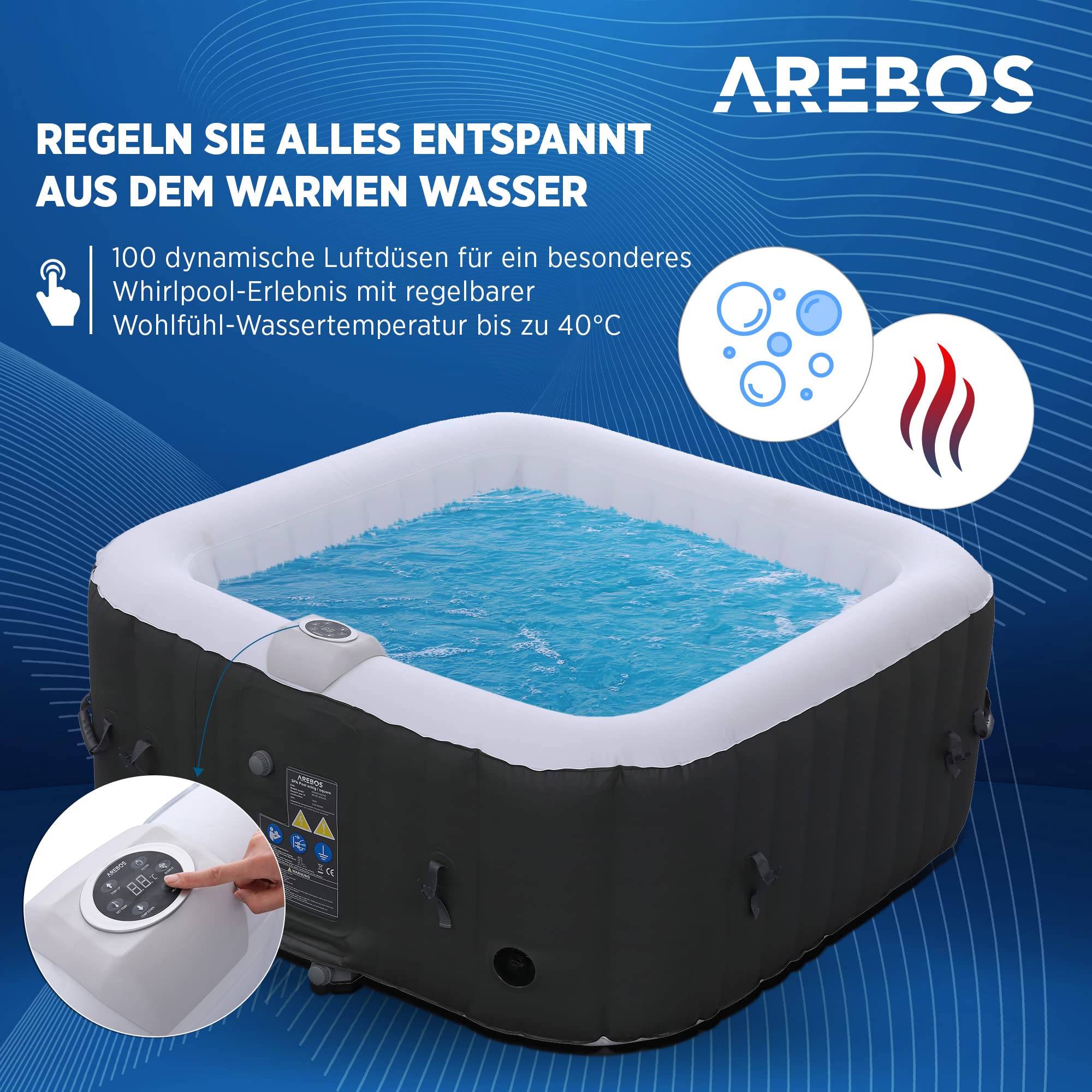 Arebos Aufblasbarer Spa-Pool für 4 Personen